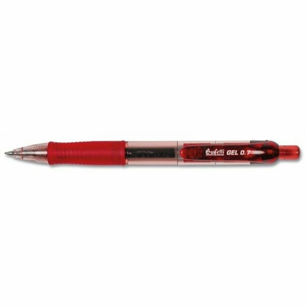 Penna a sfera gel a scatto con safety clip - rosso - Tratto fine