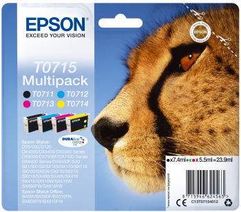 Epson| Multipack a getto d'inchiostro T0715 - Ghepardo - 4 Colori
