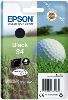 Epson| Cartuccia a getto d'inchiostro n.34 - Pallina da Golf- Nero Epson| Cartuccia a getto d'inchiostro n.34 - Pallina da Golf- Nero