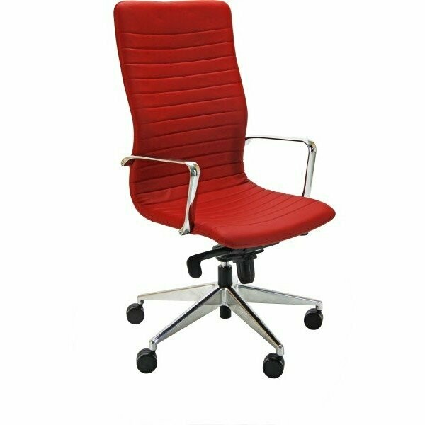 Sedia direzionale Thelma - braccioli inclusi - similpelle - rosso