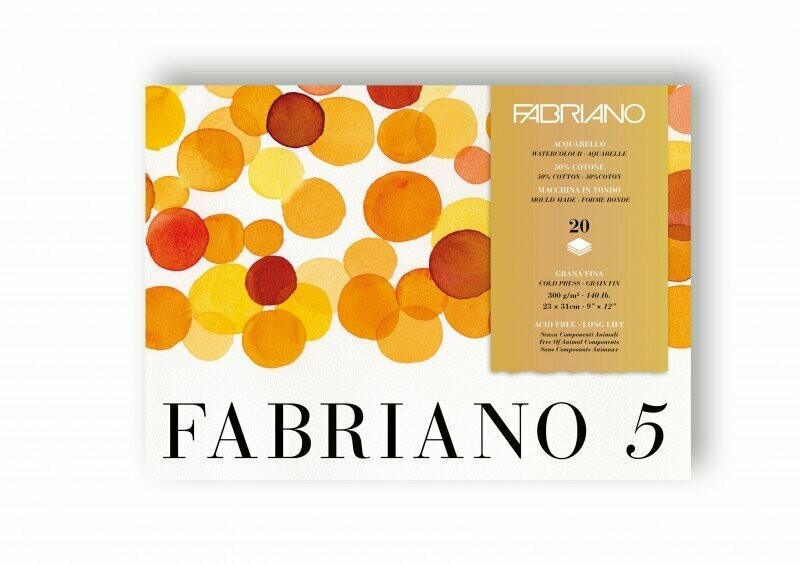 Fabriano | Blocco collato Fabriano 5-  formato  26 x 36 cm 300 g/mq - 20 fogli