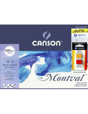 Canson | Blocco collato Montval - formato 24 x 32cm - 300 g/mq - 12 fogli - Grana Fine