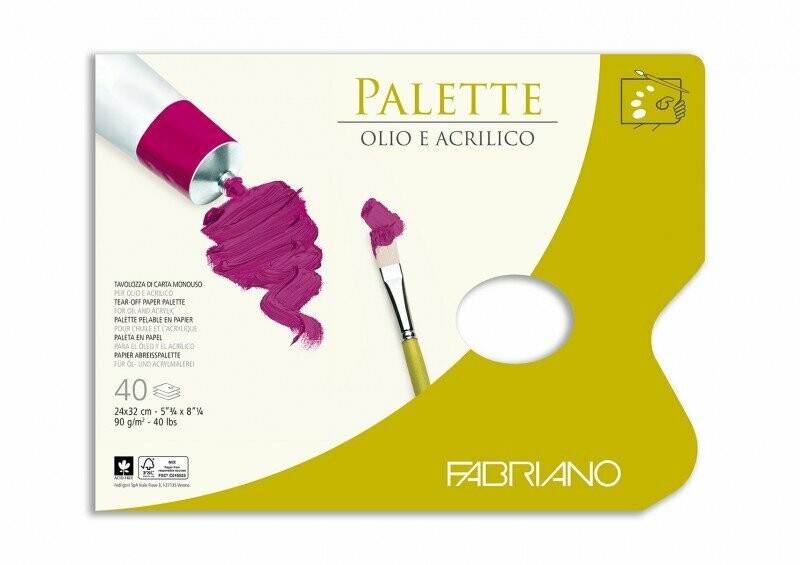 Fabriano | Blocco collato Palette-  formato  24 x 32 cm 90 g/mq - 40 fogli
