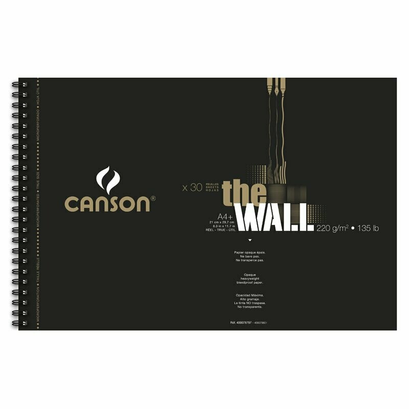 Canson | Blocco a spirale The Wall  -  formato A4  21 x 29,7 cm - 220 g/mq - 30 fogli
