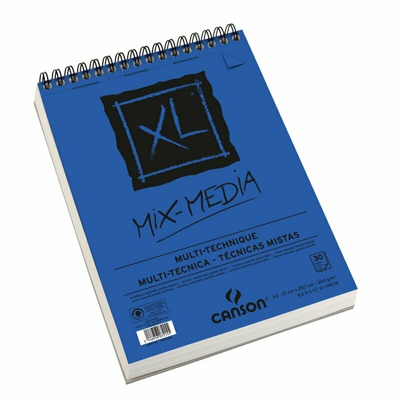 Canson | Blocco a spirale XL Mix Media  -  formato A4 21 x 29,7 cm - 300 g/mq - 30 fogli