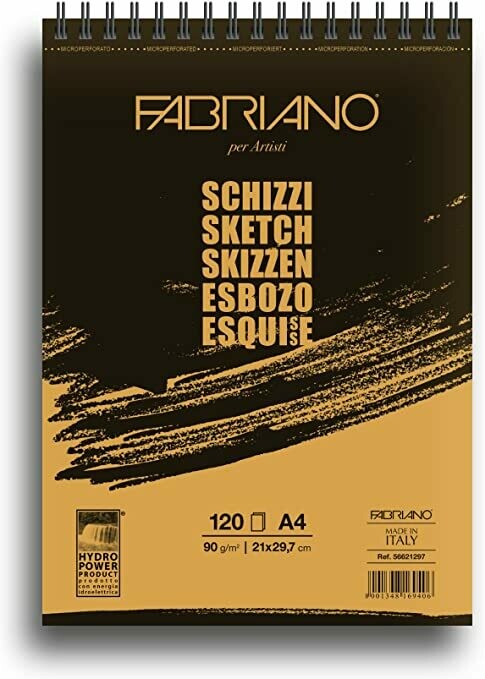 Fabriano | Blocco a spirale Fabriano Schizzi-  formato A4  21 x 29,7 cm - 90 g/mq - 120 fogli