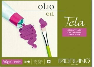 Fabriano | Blocco Olio Tela -  formato 30 x 40 cm - 300 g/mq - 10 fogli