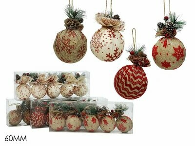 Set 5 Palle con Bacche e Pigne Ø 6 cm