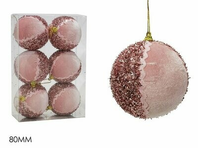 Set 6 Palle in velluto rosa Ø 8 cm
