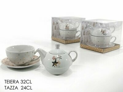 Set Teiera c/tazza 24 cl e  c/ Piatto Oro