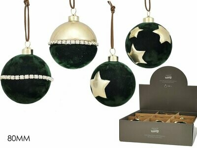 Palla in Vetro Velvet Verde Ø 8 cm  - 4 Soggetti