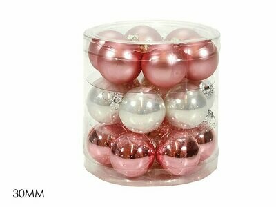 Set 18 Palle in vetro Rosa e Panna  - Ø 3 cm
