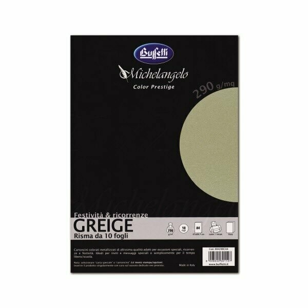 Michelangelo Color Prestige - cartoncini metallizzati - A4 250 g - Greige
