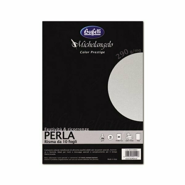 Michelangelo Color Prestige - cartoncini metallizzati - A4 250 g - Perla