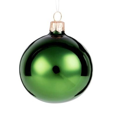 Set 6 Sfere in vetro Ø 8 cm  - Verde - 2 Soggetti Assortiti
