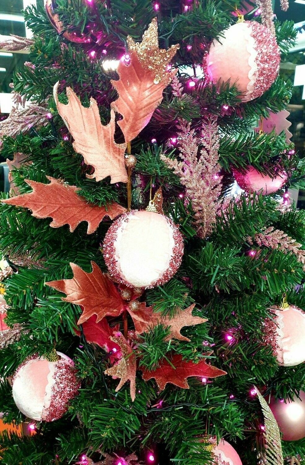 Flora® | Ramo con Foglie Rosa Antico/Glitter - H cm 83
