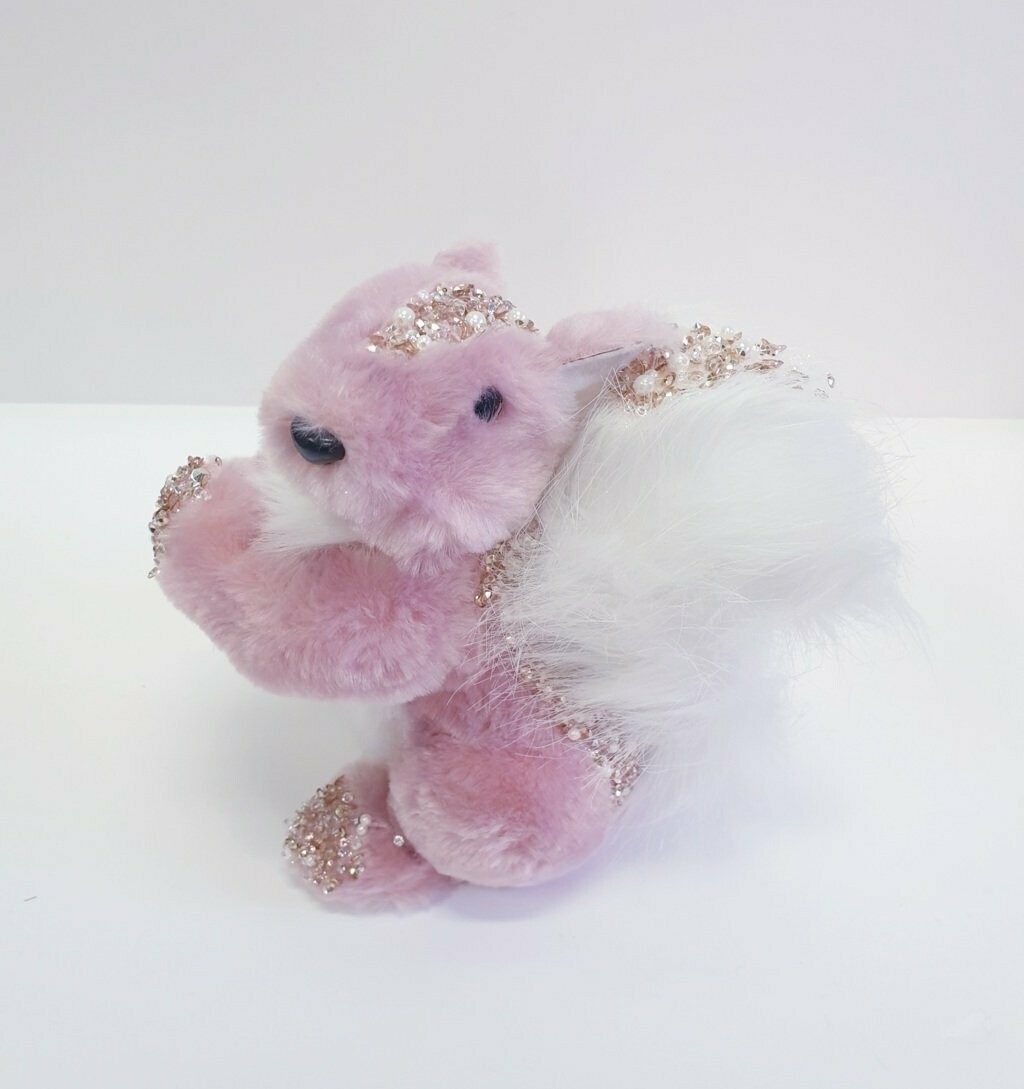 Scoiattolo H 21 cm Rosa con Paillettes