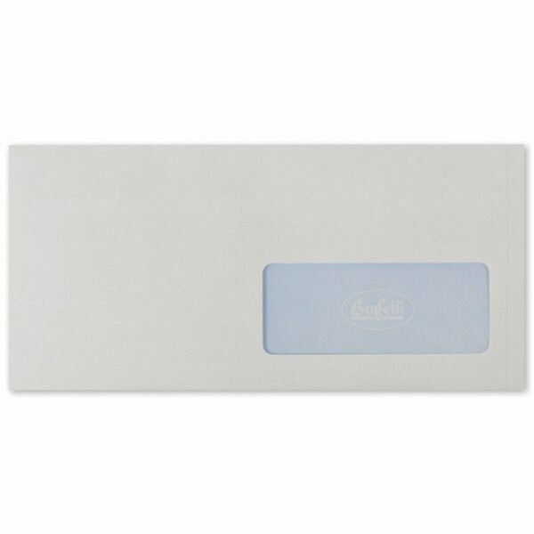 Buste commerciali adesive con finestra - Chiusura taglio quadro - 11x23 cm 80 g - conf. 50 pz.