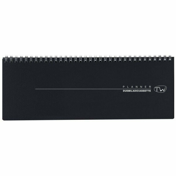 Planner settimanale 12 mesi orizzontale - 2025 - 29,2x10,3 cm - polipropilene - nero
