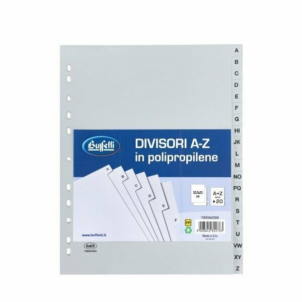 Divisori - Polipropilene - A/Z - 20 tasti - A4 Maxi - grigio