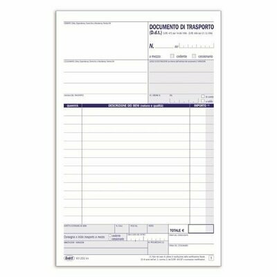 Documento di trasporto - Blocco 50/50 fogli autoricalcante - 21,5x14,8 cm