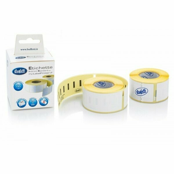 2 rotoli 145 etichette permanenti in carta termica - 28x89mm - per indirizzi standard 2 rotoli 145 etichette permanenti in carta termica - 28x89mm - per indirizzi standard