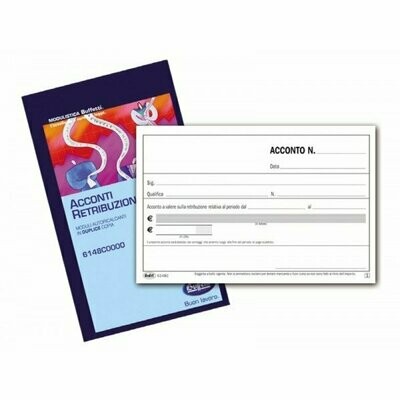 Ricevute di acconto sulla retribuzione - Blocco 50/50 fogli autoricalcante - 10x16,8 cm