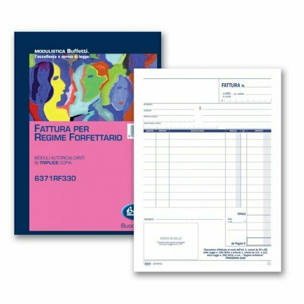 Fattura per Regime Forfettario - Blocco 33/33/33 fogli autoricalcanti - 21,5x14,8 cm