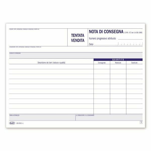 Nota di consegna/Tentata vendita - Blocco 50/50 fogli autoricalcante - 14,8x21,5 cm