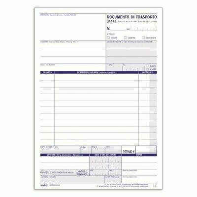 Documento di trasporto - Blocco 33/33/33 fogli autoricalcante - 21,5x14,8 cm
