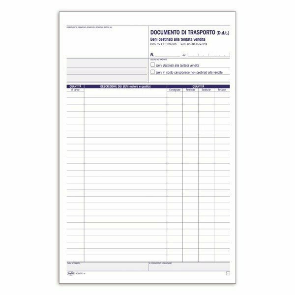 Tentata vendita/Documento di Trasporto - Blocco 50/50 fogli autoricalcante - 29,7x21,5 cm