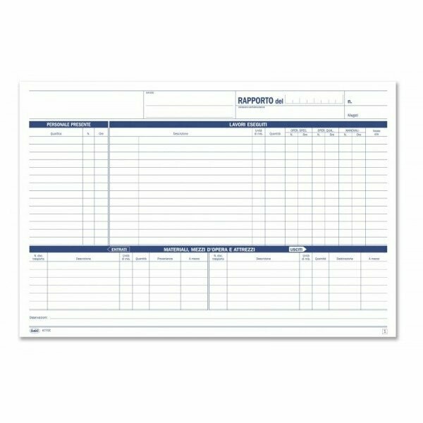 Rapportino del cantiere - Blocco 50/50 fogli autoricalcante - 21,5x29,7 cm