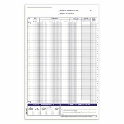 Registri corrispettivi - Primanota dettaglianti (Corrispettivi del mese) - Blocco 12/12 fogli autoricalcanti - 29,7x21,5 cm