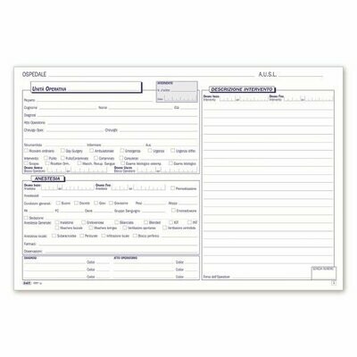 Registro operatorio - Blocco 50/50 fogli autoricalcante - 29,7x21,5 cm