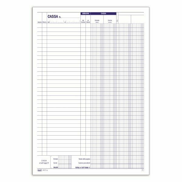 Primanota cassa (entrate/uscite con doppia colonna banca/clienti) - Blocco 50/50 fogli autoricalcante - 29,7x21,5 cm