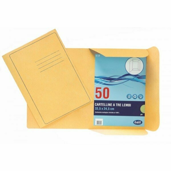 Cartelline 3 lembi Light - cartoncino - 190 g/mq - 33,5x24,5 cm - giallo