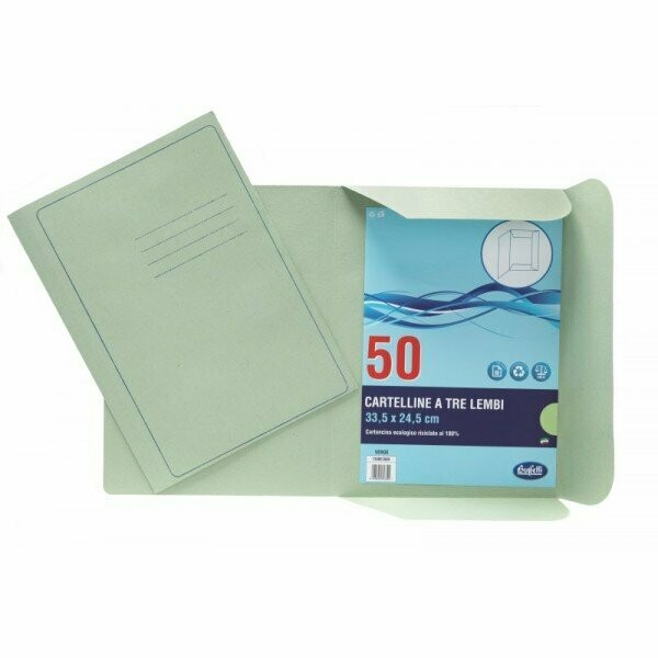 Cartelline 3 lembi Light - cartoncino - 190 g/mq - 33,5x24,5 cm - verde Cartelline 3 lembi Light - cartoncino - 190 g/mq - 33,5x24,5 cm - verde