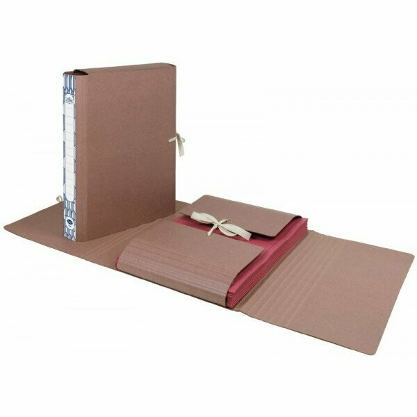 Faldone con alette e lacci Secretaire - Dorso 4,5 cm - 35x28 cm - avana