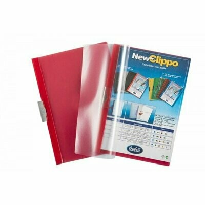 Cartellina colori trasparenti con clip - 30 fg - PVC - 29,7x21 cm - rosso