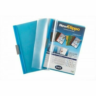 Cartellina colori trasparenti con clip - 30 fg - PVC - 29,7x21 cm - blu