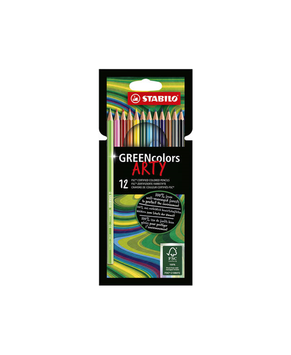 Stabilo 12 Pastelli Green Colors Arty