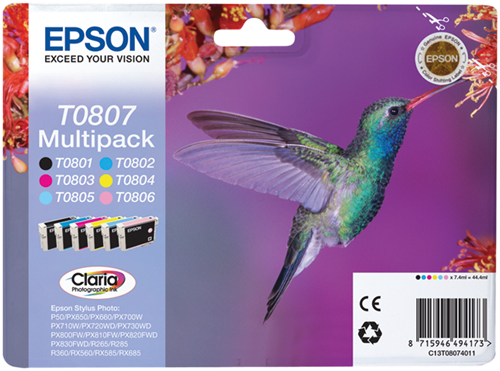 Epson| Cartuccia a getto d'inchiostro N.T0807 - Colibrì - Multipack
