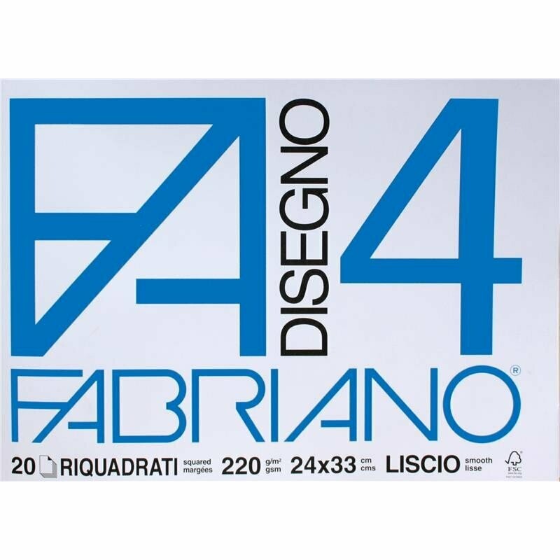 Album da disegno liscio Fabriano Disegno 4 - 24 x 33 Riquadrato