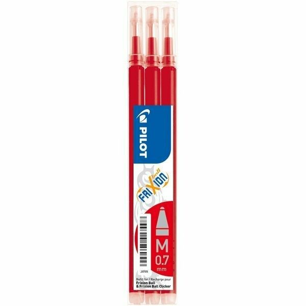 3 Refill sfera cancellabile Frixion Ball - tratto 0,7 mm- colore rosso