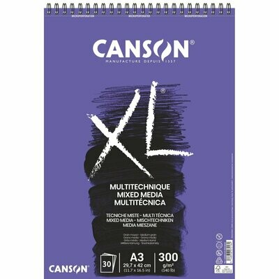 Canson | Blocco a spirale XL Mix Media - formato A2 59,4 x 42 cm - 300 g/mq - 15 fogli