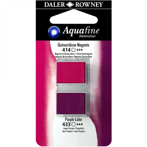 Blister Due Acquerelli Mezzi Godet - Aquafine - n.414 Magenta Quinacridone Imit.- n.433 Lacca Porpora Imit.