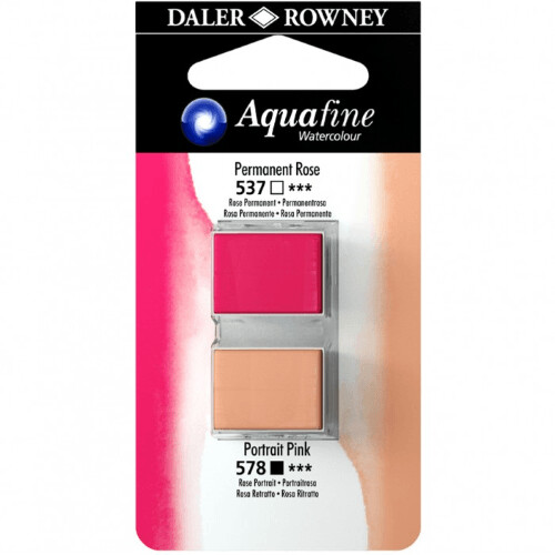 Blister Due Acquerelli Mezzi Godet - Aquafine - n.537 Rosa permanente Imit.- n.578 Rosa Ritratto Imit.