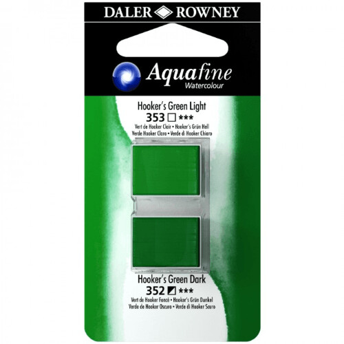 Blister Due Acquerelli Mezzi Godet - Aquafine - n.353 Verde di Hooker chiaro Imit.- n.352 Verde di Hooker scuro Imit.