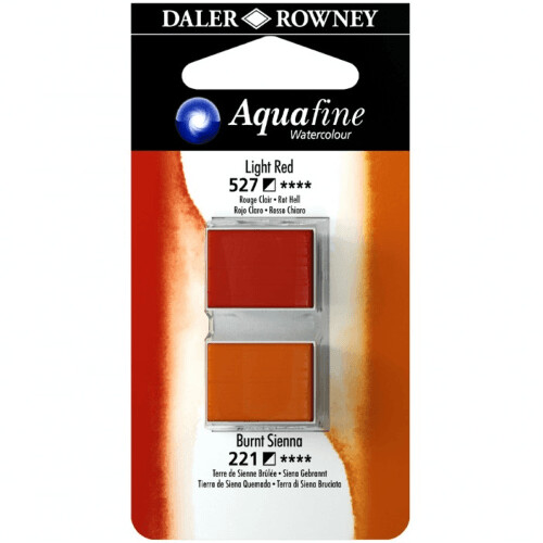 Blister Due Acquerelli Mezzi Godet - Aquafine - n.527 Rosso chiaro Imit.- n.221Terra di Siena bruciata Imit.