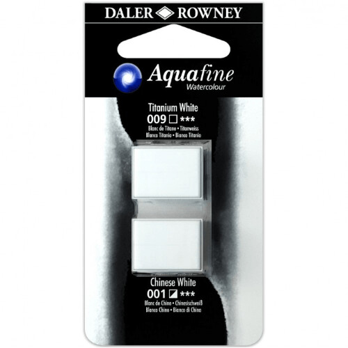 Blister Due Acquerelli Mezzi Godet - Aquafine - n.009 Bianco di Titanio  Imit.- n.001 Bianco Cinese  Imit.